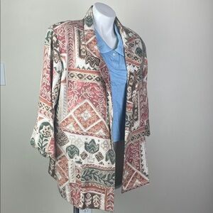 Alice Stuart New York Vintage Blazer Abstract Print 3/4 Sleeve